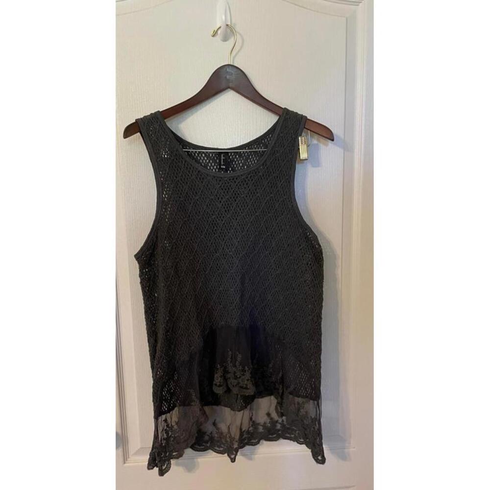 Sacred Threads crochet lace grey gray tank Small/Medium